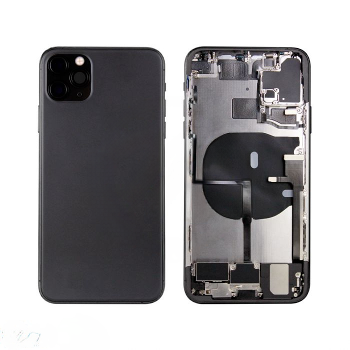 iPhone 11 Pro Max Back Housing with Small Parts - Black (NO LOGO)