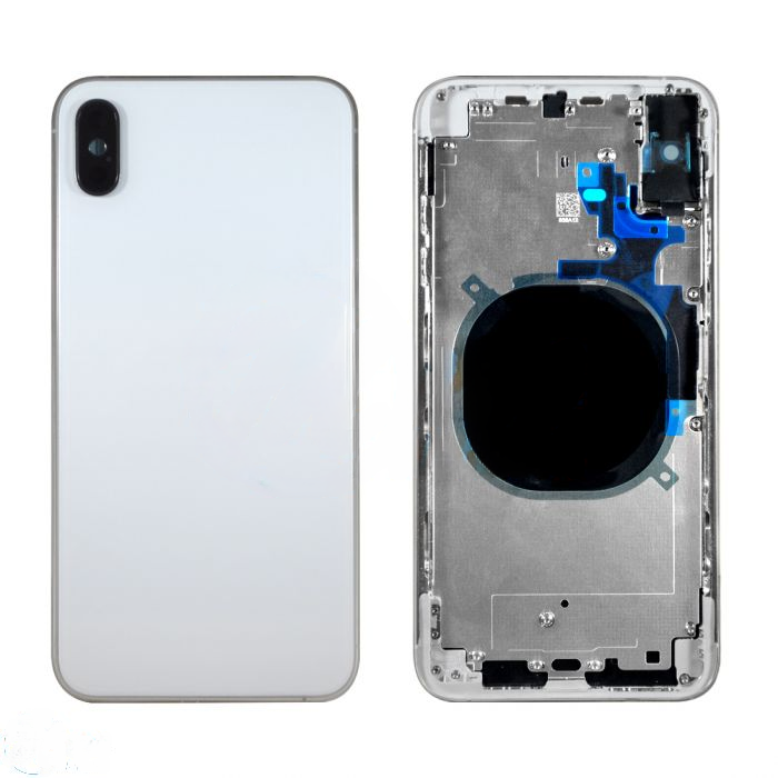 iPhone XS Max Back Housing with Small Part Replacement Part - White (NO LOGO)