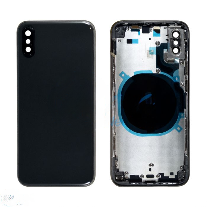 iPhone XS Back Housing with Small Part Replacement Part - Black (NO LOGO)