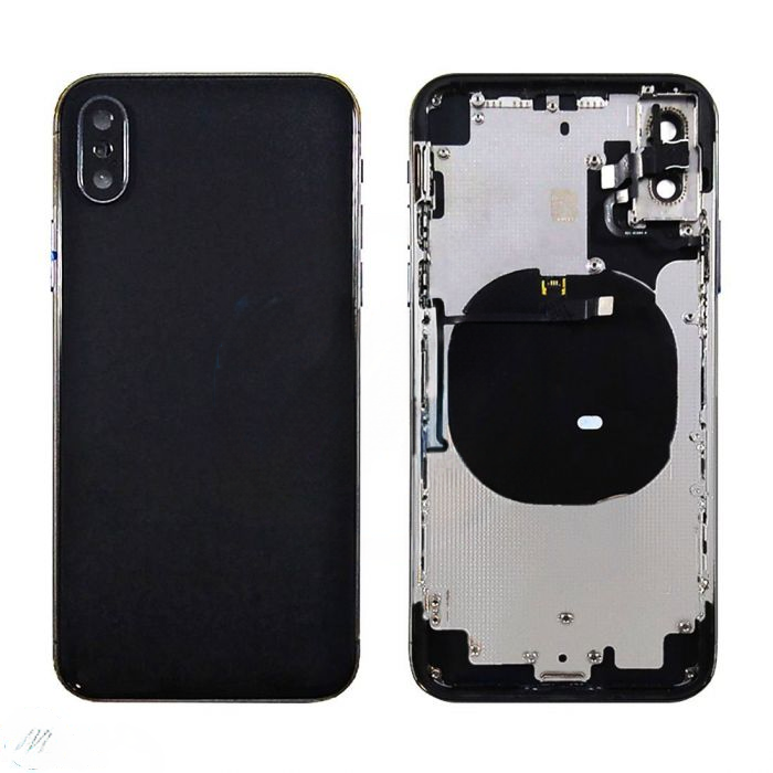 iPhone X Back Housing with Small Parts - Black (NO LOGO)