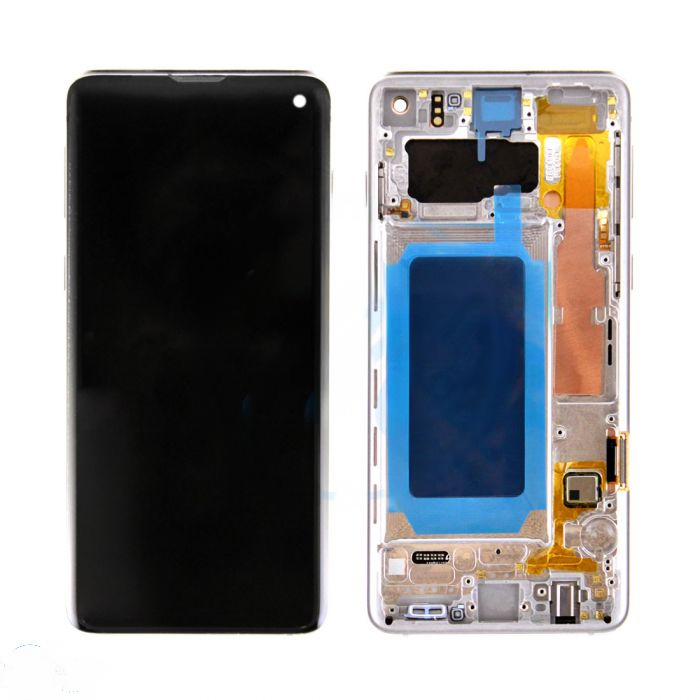 (Generic) Samsung S10 (with Frame) Replacement Part - Prism White